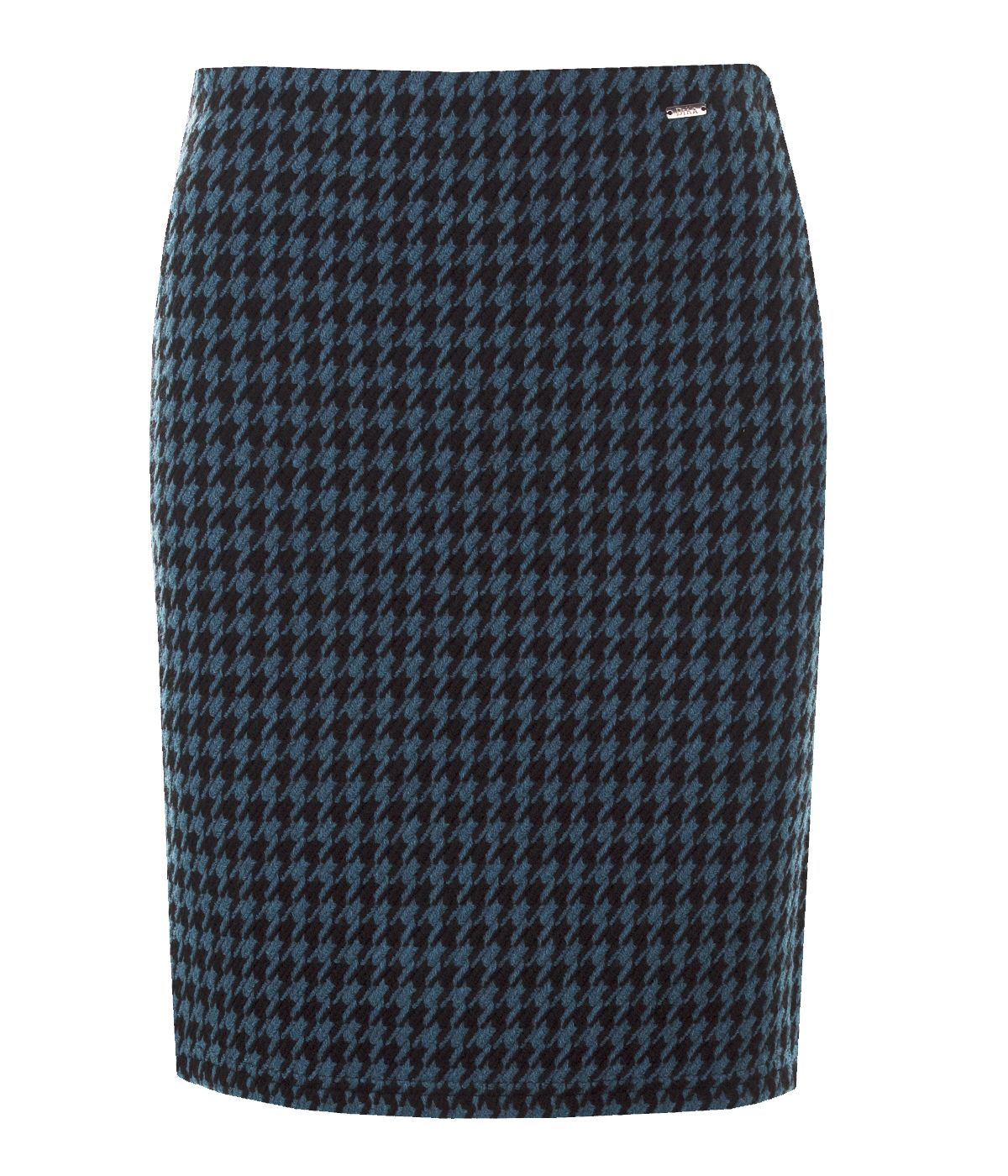 Straight skirt, houndstooth print, with acrylic and wool  0